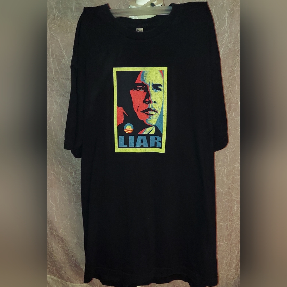 Mens Barack Obama Liar T-Shirt Size XL Proudly Made In The USA